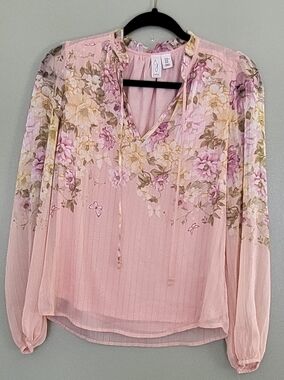 Joie Blush Pink Floral Pleated Blouse